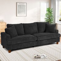 Neche 3-Sitzer-Sofa 221cm mit Cordpolsterung, extra tiefe Sitzfläche für das Wohnzimmer, 2 Kissen, Schwarz Neche 3-Sitzer-Sofa 221cm mit Cordpolsterung, extra tiefe Sitzfläche für das Wohnzimmer, 2 Kissen, Schwarz von NECHE