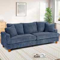 Neche 3-Sitzer-Sofa 221cm mit Cordpolsterung, extra tiefe Sitzfläche für das Wohnzimmer, 2 Kissen, blau Neche 3-Sitzer-Sofa 221cm mit Cordpolsterung, extra tiefe Sitzfläche für das Wohnzimmer, 2 Kissen, blau von NECHE