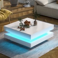 Quadratischer Couchtisch 70x70x36 cm 16 Farben LED 360° schwenkbar Sofatisch Wohnzimmermöbel Beistelltisch Wohnzimmer Modern Techno Stil Weiß Quadratischer Couchtisch 70x70x36 cm 16 Farben LED 360° schwenkbar Sofatisch Wohnzimmermöbel Beistelltisch Wohnzimmer Modern Techno Stil Weiß von NECHE