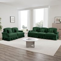 Vielseitiges Sofa-Set fürs Wohnzimmer, 2-in-1-Modulsofa in Grün, Chenille-Stoff mit abnehmbarem Rüschenrock, 5 bequeme Sitze Vielseitiges Sofa-Set fürs Wohnzimmer, 2-in-1-Modulsofa in Grün, Chenille-Stoff mit abnehmbarem Rüschenrock, 5 bequeme Sitze von NECHE