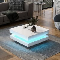 Weißer quadratischer Couchtisch mit Bluetooth-LED-Streifen, moderner Stil, 70 x 70 x 36 cm, maximale Tragkraft 45 kg Weißer quadratischer Couchtisch mit Bluetooth-LED-Streifen, moderner Stil, 70 x 70 x 36 cm, maximale Tragkraft 45 kg von NECHE
