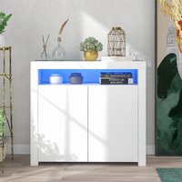 Weißes Sideboard mit LED - 108x40x92 cm - 2-türig, glänzend, modernes Küchenmöbel Weißes Sideboard mit LED - 108x40x92 cm - 2-türig, glänzend, modernes Küchenmöbel von NECHE