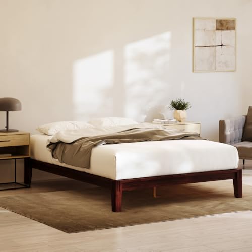 Nectar Bettgestell aus Bambus, Doppelbett, Walnuss, schwimmende Mittelstützbeine, 30,5 cm Höhe, einfacher werkzeugloser Aufbau, modern und langlebig, stabile Holzstützlatten, hält bis zu 227 kg von NECTAR Sleep