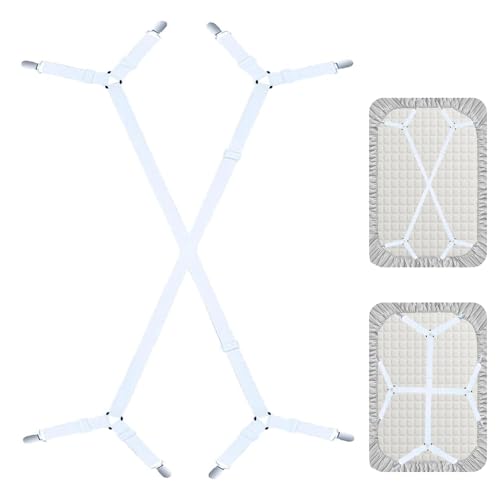 2 Packbettblattklammern ausgestattete Blechklammern Matratzenblatt Klammern Betten Essentials Weiß Bettlader Halter Befestigungselemente sichern Stretchbettblech -Träger für Betten Matratze Keepers von NECXON