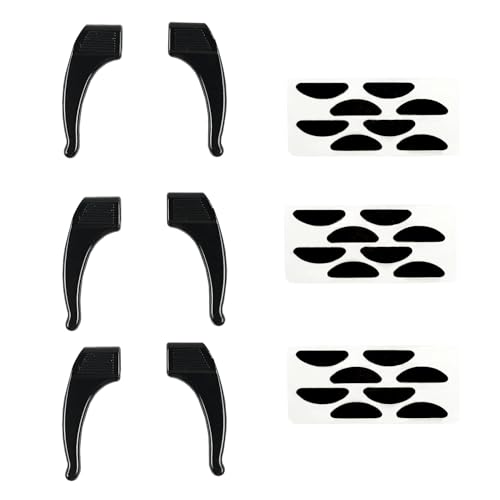 NECXON 15 Paar rutschfeste Silikon-Ohrbügel für Brillen, Nasenpads für Brillen, rutschfeste Brillenhalterungen, Nasenpads für Brillen (schwarz) von NECXON