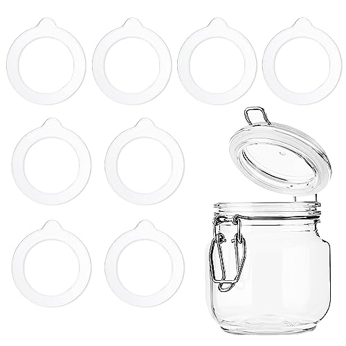 NECXON 8 Stück Silikon-Ersatzdichtungen, auslaufsichere Gummidichtungen, wiederverwendbar, luftdichte Gummidichtung für Einmachglas-Deckel, normale Weithalsgläser(3.7 * 2.7inch) von NECXON