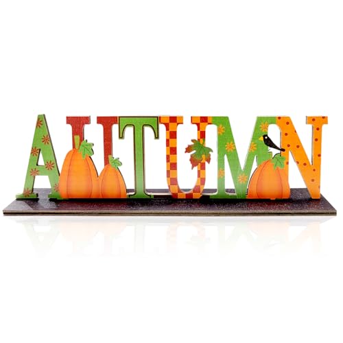 NECXON Herbstdeko, Holzschilder für Thanksgiving und Herbst, Dekoration, 25 cm x 4 cm x 7 cm, Mehrfarbig, Holz NECXON Herbstdeko, Holzschilder für Thanksgiving und Herbst, Dekoration, 25 cm x 4 cm x 7 cm, Mehrfarbig, Holz von NECXON