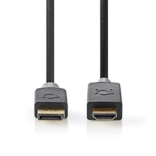 Displayport-Kabel - DisplayPort Stecker - HDMI Stecker - 4K@60Hz - Vergoldet - 2.00 m - Rund - PVC - Anthrazit - Verpackung mit Sichtfenster von NEDIS