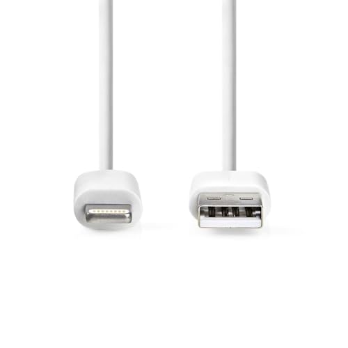 Lightning Kabel - USB 2.0 - Apple Lightning 8-Pin - USB-A Stecker - 480 Mbps - Vernickelt - 3.00 m - Rund - PVC - Weiss - Label von NEDIS