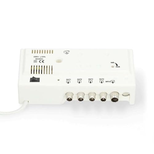 NEDIS CATV-Verstärker | Verstärkung dBi (bei Antennenkabel): 20 dB | 47-862 MHz | Anzahl der Ausgänge: 4 | Verstärkungsregelung | Weiss von NEDIS