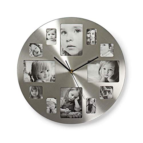 Nedis CLWA003PH40 Kreisförmige Wanduhr, Durchmesser von 40 cm, Photo Frame, Silber von NEDIS