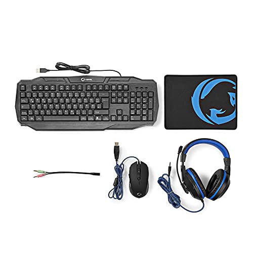 NEDIS Gaming Combo Kit | 4-in-1 | Tastatur, Headset, Maus und Mauspad | Blau/Schwarz | QWERTZ | DE-Layout NEDIS Gaming Combo Kit | 4-in-1 | Tastatur, Headset, Maus und Mauspad | Blau/Schwarz | QWERTZ | DE-Layout von NEDIS