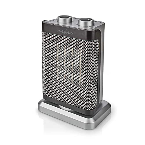 NEDIS HTFA17GY Keramik-PTC-Heizlüfter | 1000/1500 W | 2 Wärme Modes | Thermostat | automatisch drehbar | Überhitzungsschutz | Stolperschutz, Grau von NEDIS