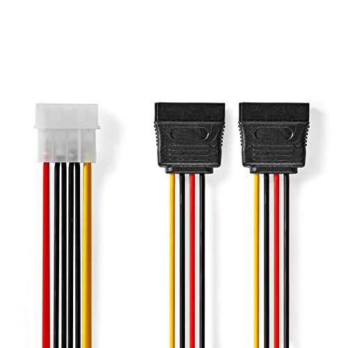 NEDIS Interne Stromkabel | Molex Stecker | 2X SATA 15-Pin-Buchse | Vergoldet | 0.15 m | rund | PVC | Mehrfarbig | Umschl von NEDIS