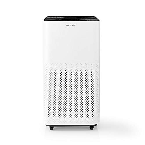 NEDIS Luftreiniger - 45 m2-30-54 dB - Luftqualitätsanzeige - HEPA-Filter - Entfernt Pollen und Staubmilben - Gegen Allergien - Mit Ionisator - 3 Drehzahlen - Nachtmodus 1.80 m Schwarz/Weiss, AIPU300CWT von NEDIS