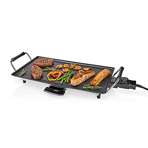 Nedis FCTE110EBK50 Teppanyaki-Grill – 50 cm Grillplatte – 2.000 W – Temperaturregelung – Antihaftbeschichtung – Abnehmbare Teile – Cool-Touch-Griff – rutschfeste Füße – Schwarz von NEDIS