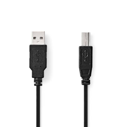NEDIS USB-Kabel | USB 2.0 | USB-A Stecker | USB-B Stecker | 480 Mbps | Vernickelt | 2.00 m | rund | PVC | Schwarz | Plastikbeutel von NEDIS