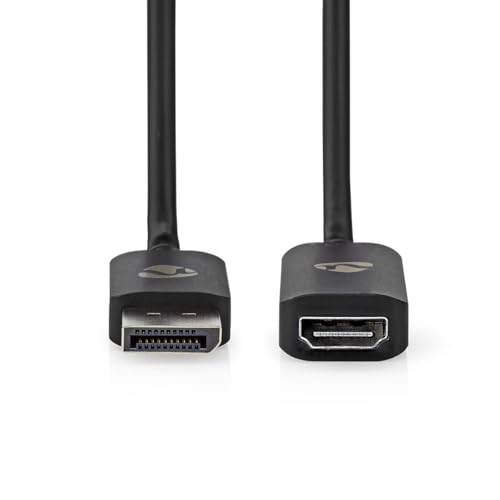 Nedis Displayport-Adapter - DisplayPort Stecker - HDMI Ausgang - 8K@30Hz - Vernickelt - Gerade - 0.20 m - Rund - TPE - PVC - Schwarz - Box von NEDIS