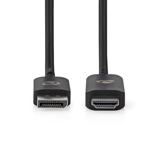 Nedis Displayport-Adapter - DisplayPort Stecker - HDMI Stecker - 8K@30Hz - Vernickelt - Gerade - 1.80 m - Rund - TPE - Schwarz - Label von NEDIS
