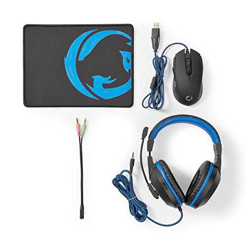 NEDIS Gaming Combo Kit - 3 in 1 - Headset, Maus und Mauspad - Blau/Schwarz von NEDIS