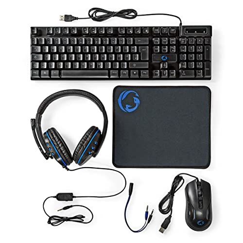 NEDIS Gaming Combo Kit - 5-in-1 - Tastatur, Headset, Maus und Mauspad - Schwarz - QWERTY - US-Layout NEDIS Gaming Combo Kit - 5-in-1 - Tastatur, Headset, Maus und Mauspad - Schwarz - QWERTY - US-Layout von NEDIS