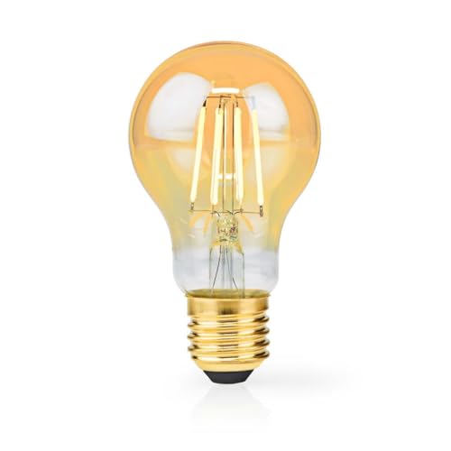 Nedis LBDE27A60GD LED-Filament-Lampe E27 | A60 | 4.9 W | 470 lm | 2100 K | Extra warmweiß | Anzahl der Lampen in der Verpackung: 1 Stück von NEDIS