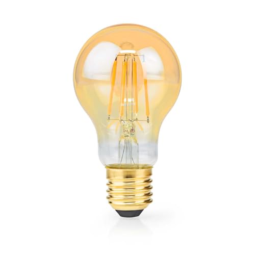 Nedis LBDE27A60GD LED-Filament-Lampe E27 | A60 | 4.9 W | 470 lm | 2100 K | Extra warmweiß | Anzahl der Lampen in der Verpackung: 1 Stück von NEDIS