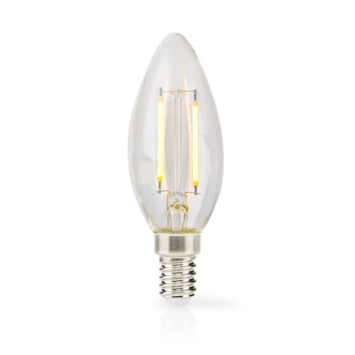 Nedis LBFE14C351 LED-Filament-Lampe E14 | Kerze | 2 W | 250 lm | 2700 K | Warmweiss | Anzahl der Lampen in der Verpackung: 1 Stück | Klar von NEDIS