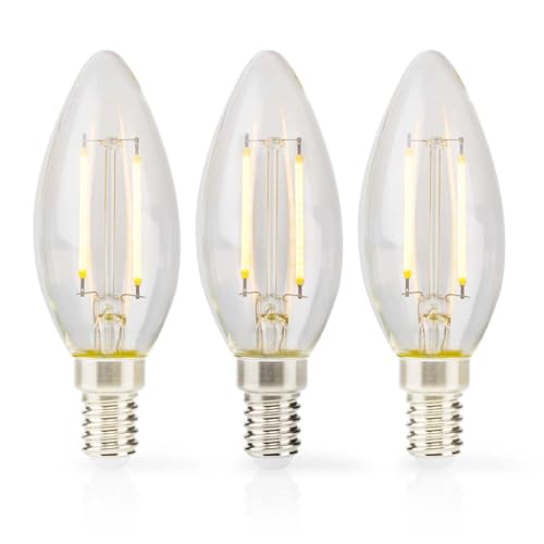 Nedis LBFE14C351P3 LED-Filament-Lampe E14 | Kerze | 2 W | 250 lm | 2700 K | Warmweiss | Anzahl der Lampen in der Verpackung: 3 Stück | Klar Nedis LBFE14C351P3 LED-Filament-Lampe E14 | Kerze | 2 W | 250 lm | 2700 K | Warmweiss | Anzahl der Lampen in der Verpackung: 3 Stück | Klar von NEDIS