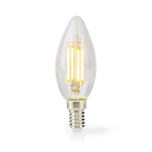 Nedis LBFE14C352 LED-Filament-Lampe E14 | Kerze | 4.5 W | 470 lm | 2700 K | Warmweiss | Anzahl der Lampen in der Verpackung: 1 Stück | Klar von NEDIS