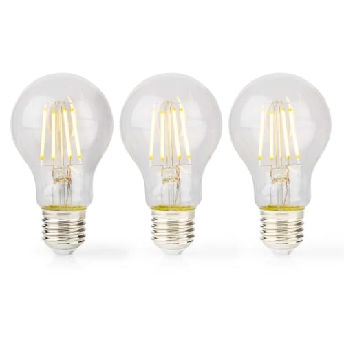 Nedis LBFE27A601P3 LED-Filament-Lampe E27 | A60 | 4 W | 470 lm | 2700 K | Warmweiss | Anzahl der Lampen in der Verpackung: 3 Stück von NEDIS