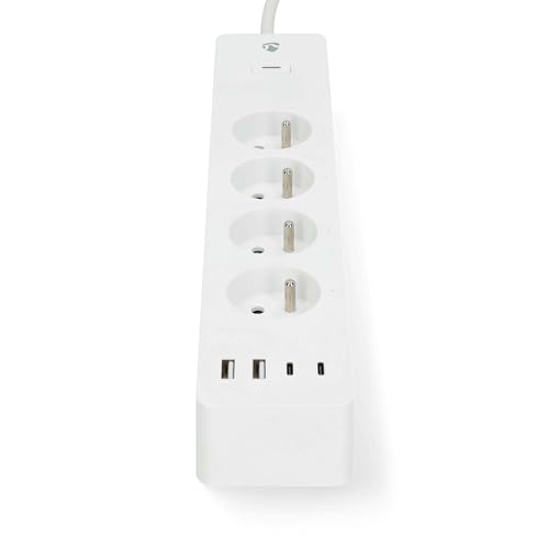 Nedis SmartLife Power Strip - Wi-Fi - Frankreich/Typ E (CEE 7/6) / USB A/USB-C - 16 A - 3680 W - 2.00 m - 0-55 °C - Android/IOS - Weiss von NEDIS