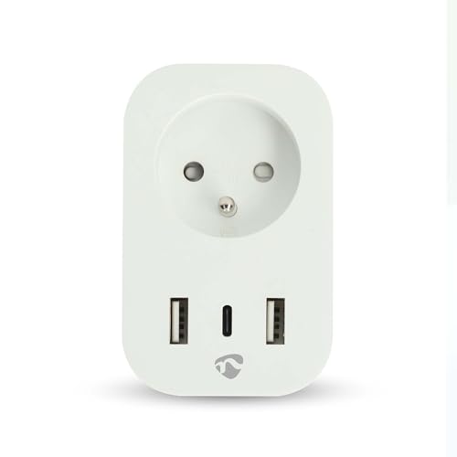 Nedis SmartLife Smart Stecker - Wi-Fi - Leistungsmesser - 3680 W - Frankreich/Typ E (CEE 7/6) / 1x USB-C / 2x USB - 0-55 °C - Android/IOS - Weiss - 1 Stück von NEDIS