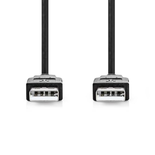 USB-Kabel - USB 2.0 - USB-A Stecker - USB-A Stecker - 480 Mbps - Vernickelt - 2.00 m - Rund - PVC - Schwarz - Label von NEDIS
