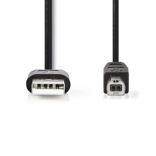 USB-Kabel - USB 2.0 - USB-A Stecker - USB-B Stecker - 480 Mbps - Vernickelt - 2.00 m - Rund - PVC - Schwarz - Label von NEDIS