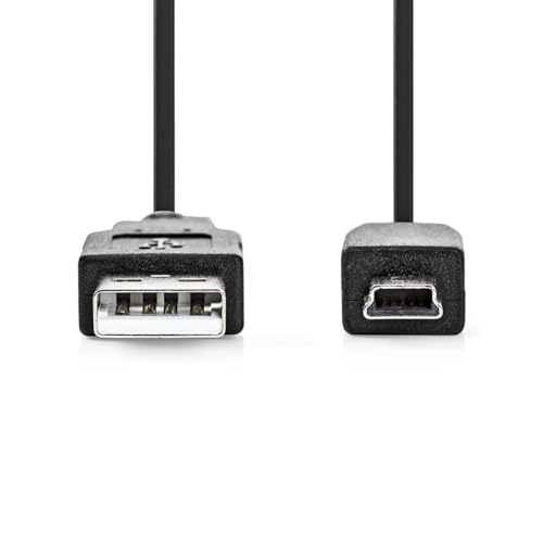Nedis USB-Kabel - USB 2.0 - USB-A Stecker - USB Mini-B 5 pin Stecker - 480 Mbps - Vernickelt - 5.00 m - Rund - PVC - Schwarz - Label von NEDIS