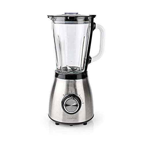 Standmixer - 800 W - 1.5 l - Glas - 2 Geschindigkeitsstufen - Schwarz/Silber von NEDIS