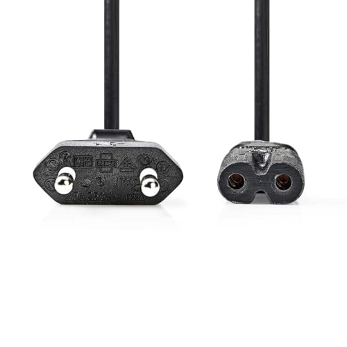 Stromkabel Eurostecker 2-polig Schwarz 2,0m IEC-320-C7 Gerade Eurokabel Netzkabel von NEDIS