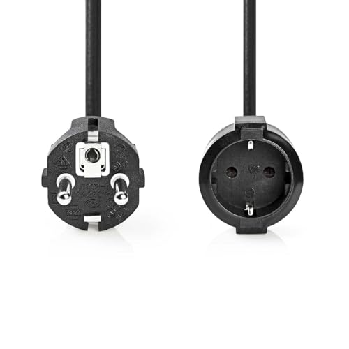 Stromkabel - Schutzkontaktstecker - Schutzkontaktsbuchse - Gerade - Gerade - Vernickelt - 3.00 m - Rund - PVC - Schwarz - Label von NEDIS