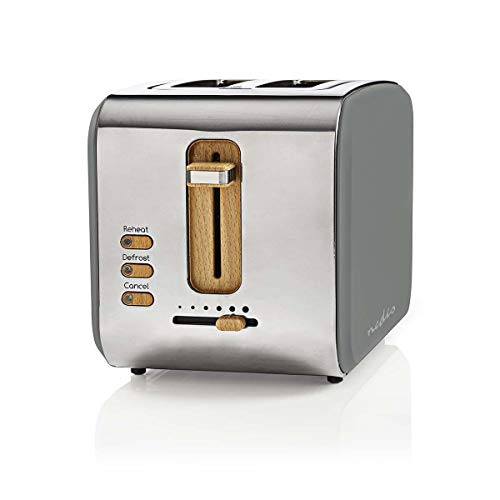 Nedis Soft Touch Toaster für 2 Scheiben Toast, Bagels oder Muffins – Mit 6 Bräunungsstufen, Aufwärm-, Auftau- und Abbruchfunktion – Grau von NEDIS