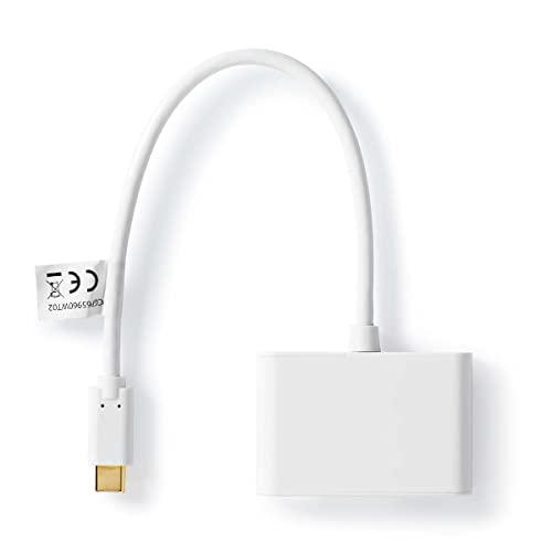 USB Adapter | USB 3.2 Gen 1 | USB-CT Male | 2X USB-A | 1000 Mbps | 0.20 m | Round | Nickel Plated | PVC | White | Polybag von NEDIS