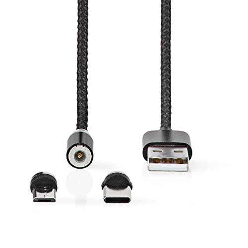 USB Cable | USB 2.0 | USB-A Male | USB Micro-B Male/USB-CT Male | No Data Transfer | Nickel Plated | 2.00 m | Round | Nylon | Black | Box von NEDIS