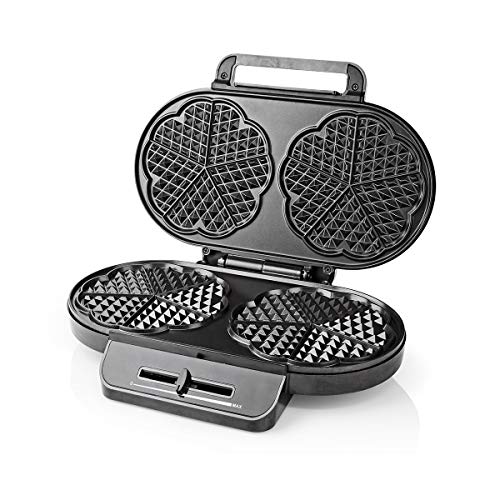 Waffeleisen - 2 x 5 Heart shaped waffles - 12 cm - 1200 W - Automatischer Temperaturkontrolle - Kunststoff/Metall von NEDIS