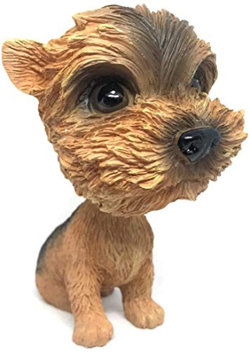 NEDLON Yorkshire Terrier Mops Wackelkopf Mini Welpe Hund Figur Auto Armaturenbrett Dekoration Wackelkopf Wackelkopf Braun von NEDLON