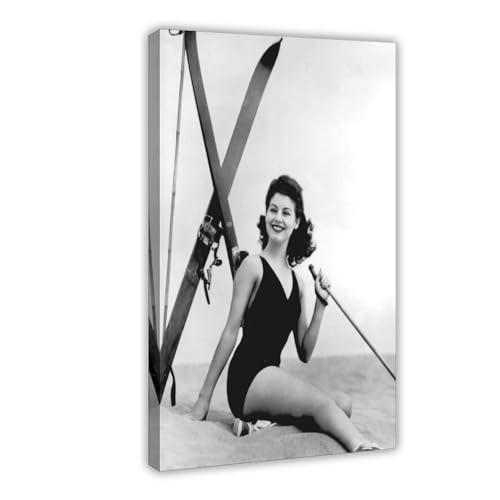 NEDOES Ava Gardner Ski-Poster auf Leinwand, Schlafzimmer, Dekoration, Sport, Landschaft, Büro, Raumdekoration, Geschenk, Rahmenstil, 40 x 60 cm von NEDOES