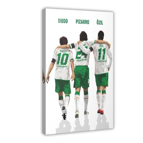 NEDOES Diego Claudio Pizarro Mesut Ozil Werder Bremen – Fußballspieler-Poster, Leinwand-Poster, Schlafzimmer, Dekoration, Sport, Landschaft, Büro, Raumdekoration, Geschenk, Rahmen-Stil, 20 x 30 cm von NEDOES