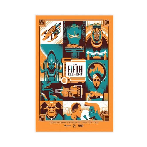 NEDOES Filmposter "The Fifth Element", Leinwand-Poster, Wandkunst, Dekor, Bild, Gemälde für Wohnzimmer, Schlafzimmer, Dekoration, ungerahmt, 30 x 45 cm von NEDOES