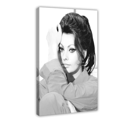 NEDOES Sophia Loren Poster auf Leinwand, Schlafzimmer, Dekoration, Sport, Landschaft, Büro, Raumdekoration, Geschenk, Rahmen-Stil, 20 x 30 cm von NEDOES