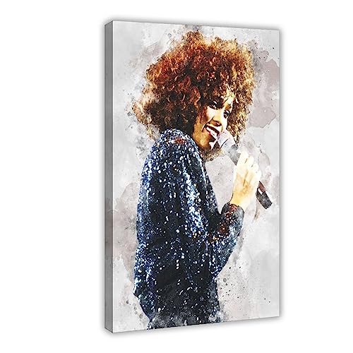 NEDOES Whitney Houston 3 Leinwand-Poster, Wandkunst, Dekordruck, Bild, Gemälde für Wohnzimmer, Schlafzimmer, Dekoration, Rahmenstil, 50 x 75 cm von NEDOES