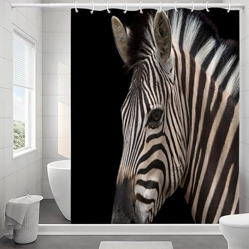 Duschvorhang 120x180 3D-Zebra Shower Curtains Anti-Schimmel Wasserdicht Polyester Waschbar Textil Bad Vorhang Duschvorhänge Für Badezimmer mit 12 Haken von NEDZQY
